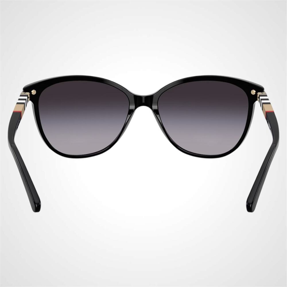 New Burberry Sunglasses Black Cat Eye Check Arms Gold Hardware Womens BURBERRY - Picture 8 of 10